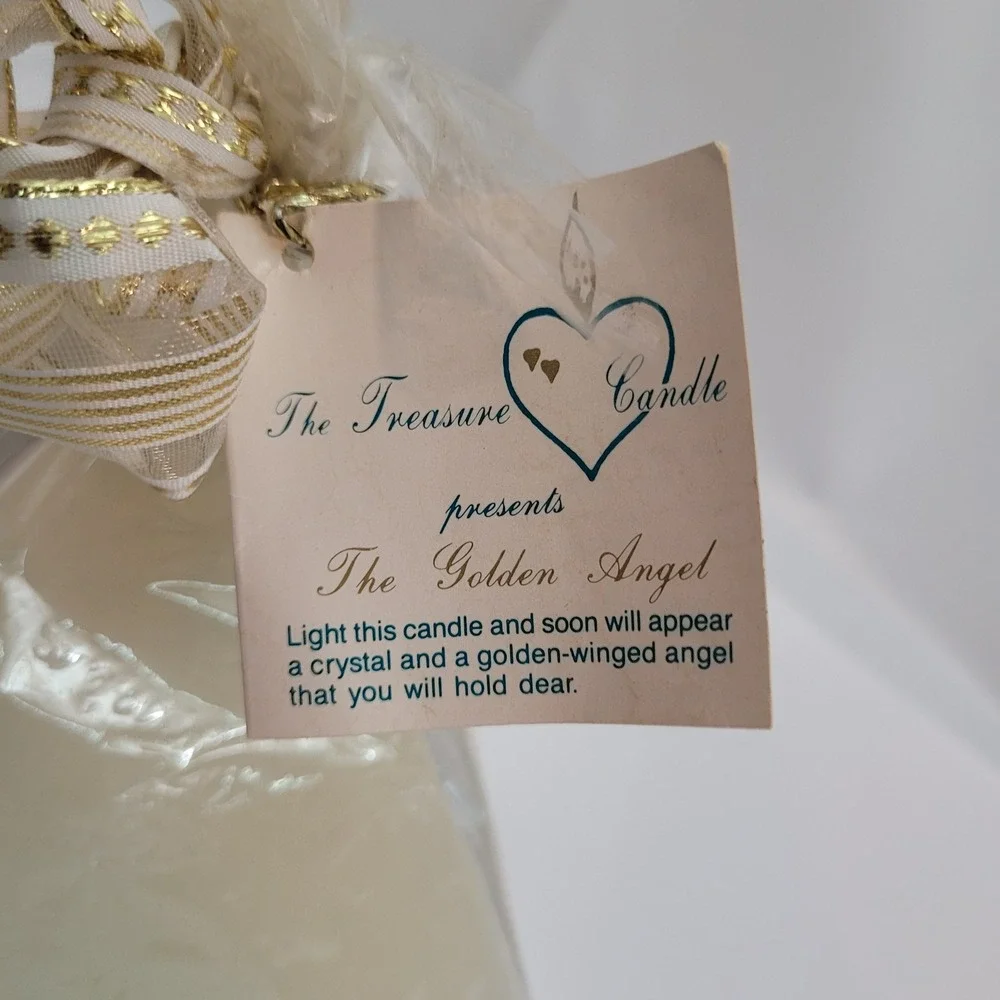 The Treasure Candle Golden Angel Pyramid Candle Vintage 1991 Hidden Treasures